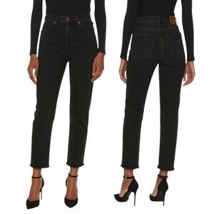 Denim Forum Yoko High-Rise Slim Jeans Size 27 Washed Black